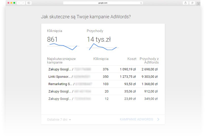 Wykres skuteczności AdWords